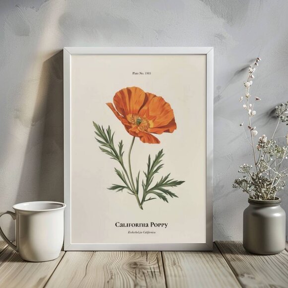 Original California Poppy Art Print + Digital Copy, State Flower - Picture 1 of 7